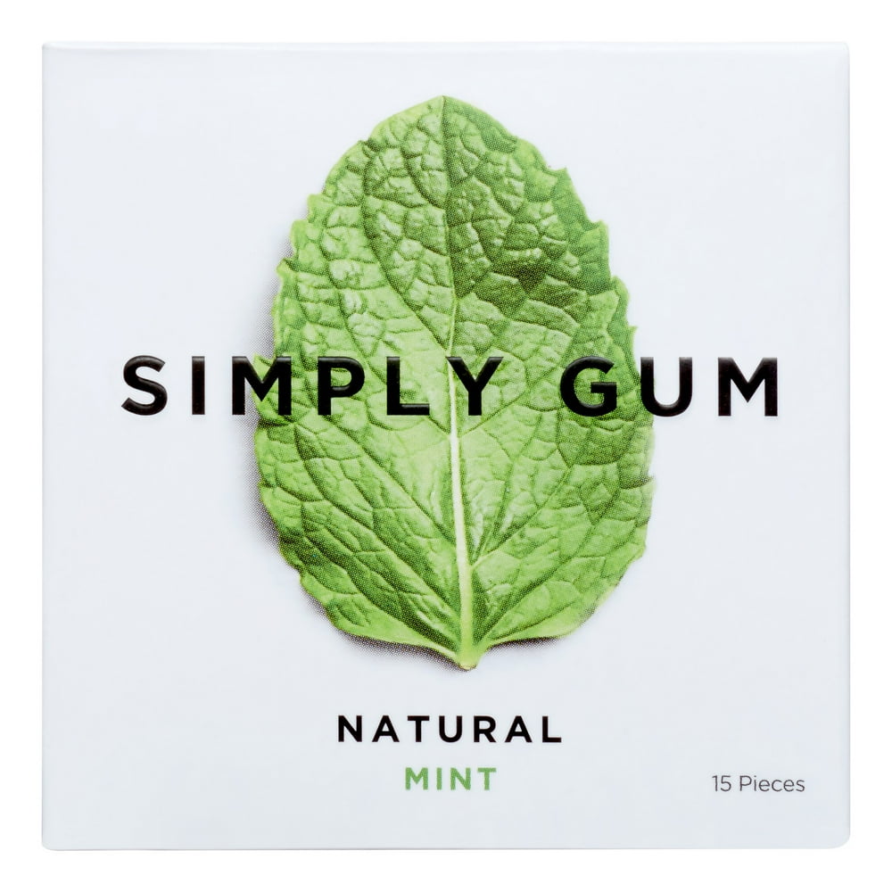 Simply Gum Mint Natural Chewing Gum Non GMO, Vegan, 6 Packs (90