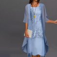 thumbnail image 3 of 1 Set Spring Summer Office Lady Cardigan Dress Floral Print Large Hem Elegant Chiffon Dress Set For Party, 3 of 4