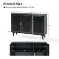 thumbnail image 3 of Tina's Home Boho Sideboard with 3 Lattice Doors  and Wooden Legs Storage Cabinet Credenzas Home Living Room Black, 3 of 8