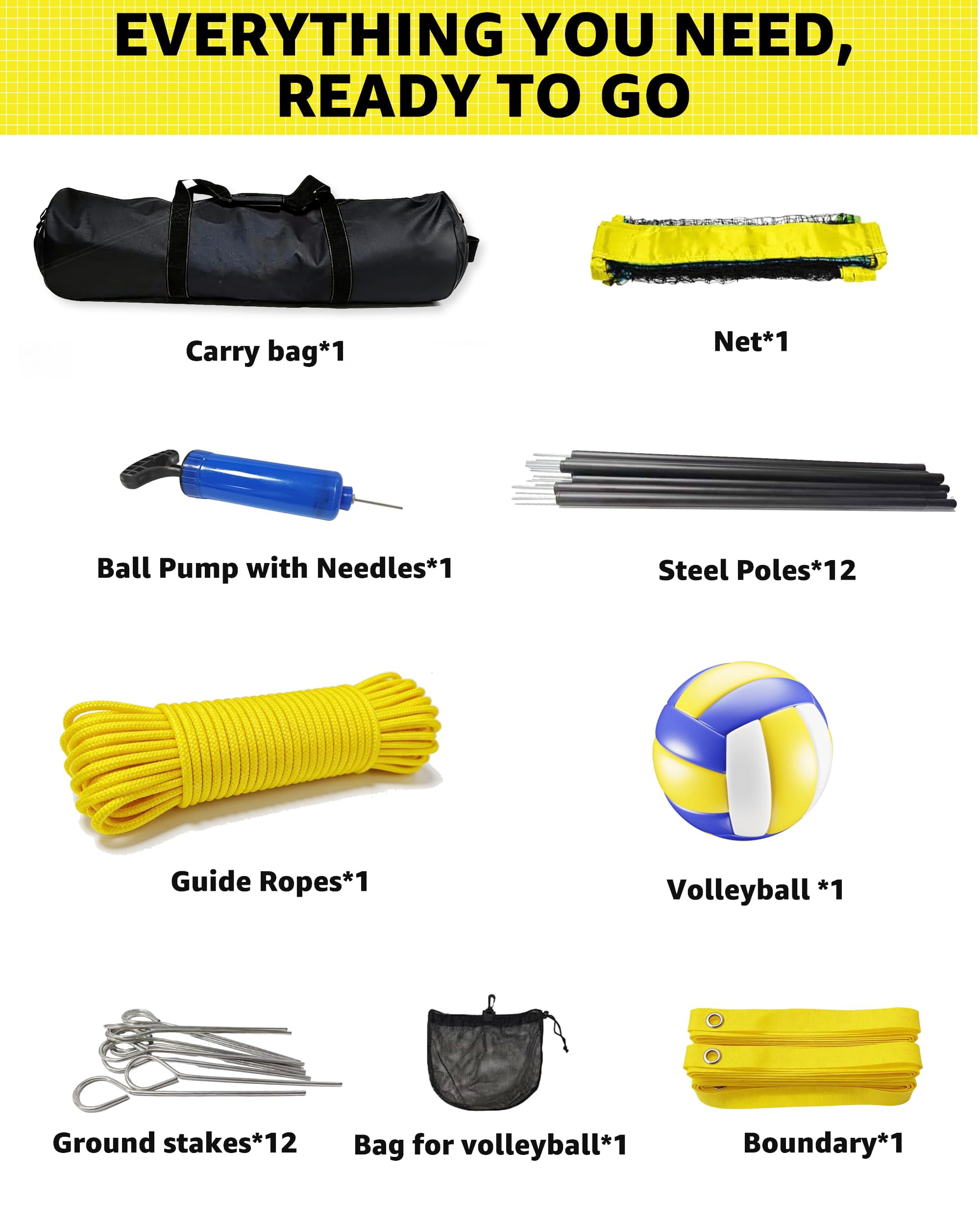 4 Square Volleyball Game Set - 4 Way Cross Net For Backyard & Beach  Portable Outdoor Badminton Combo 4 Person Four With Carrying Bag