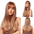 thumbnail image 1 of Fiudx Ofertas Del Día El Cabello De Fibra Química De Seda De Alta Temperatura Marrón Dorado De 22 Pulgadas Se Puede Rizar, 1 of 6