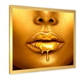 thumbnail image 2 of Designart 'Gold Paint Drips From Sexy Girl Lips' Modern Framed Art Print, 2 of 4