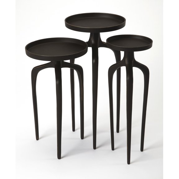 Black - Black - Round - Aluminium - BUTLER FRANCO BLACK SCATTER TABLE SET