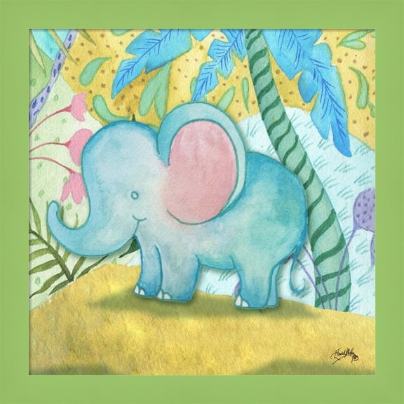 Great Art Now Playful Elephant by Elizabeth Medley, Framed Wall Art, 14W x 14H