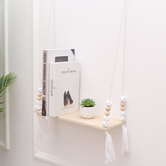 COMPUKAS Wall Shelf Organizer White Wood 1Pcs Wall-Mounted Organizer 38.00X14.00X55.00In