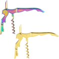 thumbnail image 1 of Wine Key Double Hinge Wine Opener Waiter Corkscrews 2PCS Gold + Rainbow, 1 of 5