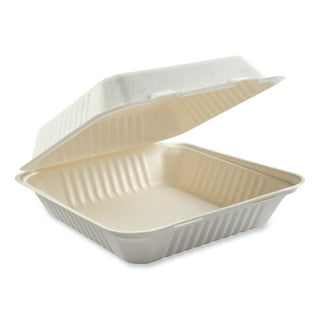 PAMI Sugarcane 100% Biodegradable 8 Clamshell Food Containers With LidsPack  of 50 - Compostable 3 Compartment Takeout Containers- Eco Bagasse To-Go  Food Boxes- Disposable Microwavable Lunch Boxes