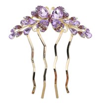 DRAFIDEEP Purple Butterfly Hair Clips Rhinestone Side Hair Comb Purple 1Set