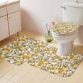 thumbnail image 4 of Summer Lemon Bathroom Rugs Set Vintage Leaves Plant Non Slip Absorbent Soft Bath Mats 3 Piece Set with Bathroom Rug, U-Shaped Floor Mat, Toilet Seat Cover Large Size, 4 of 9