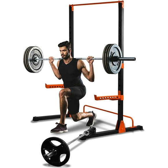 SQUATZ Adjustable Squat Rack Stand - Barbell Rack With Safe Locking System, Landmine Attachment Compatible with Standard and Olympic Barbells, Stand Home Gym Weight Rack, Weight Capacity: 800lbs