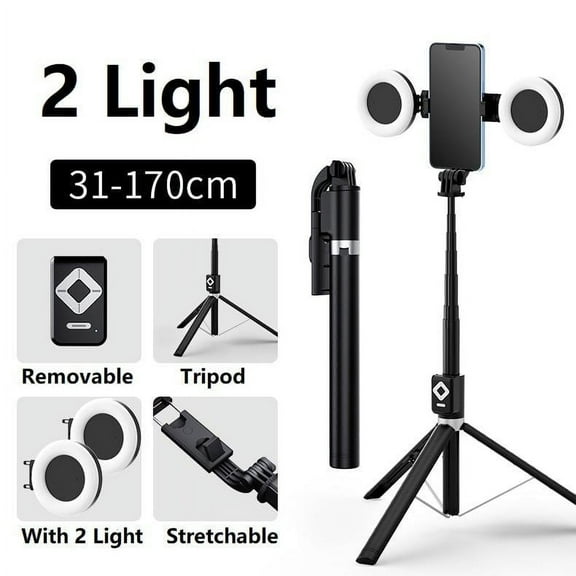 New 67'' Phone Tripod with Fill Light & Remote, Selfie Stick Tripod, Extendable Stand for iPhone 16/15/14/13/12 & Android, Stable, Portable Travel Accessory (Compatible with all iPhone & Android）