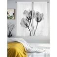 thumbnail image 4 of Grey Spring Tulip Floral Semi Sheer Curtains 72 Inch Length 2 Panels Set, Pastoral Flowers Watercolor Sheer Kitchen Curtain Privacy Voile Window Curtain for Living Room Bedroom Rod Pocket Drapes, 4 of 7