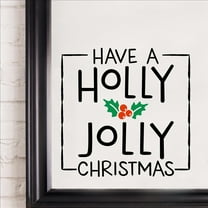 Have a Holly Jolly Christmas Vinyl Lettering Holly Berry Decals Santa Wall Decal Holiday Decor - Size: 10"H x 10"L - Color: Black/Red/Green