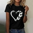 thumbnail image 3 of KBZDBZC Tshirts Shirts for Women Women's Love Butterfly Print Round Neck Short Sleeve T Shirt Top Womens Tops (Black,L), 3 of 4