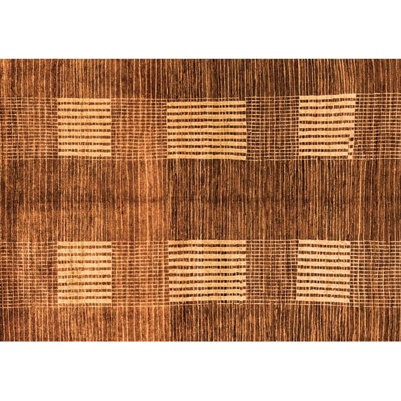 Ahgly Company Indoor Rectangle Abstract Orange Modern Area Rugs, 8' x 12'