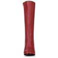thumbnail image 2 of Unique Bargains Bottes à Talons Blocs Hauteur Genou à Bout Rond à Fermeture Éclair pour Femme Rouge 8.5 M US, 2 of 8
