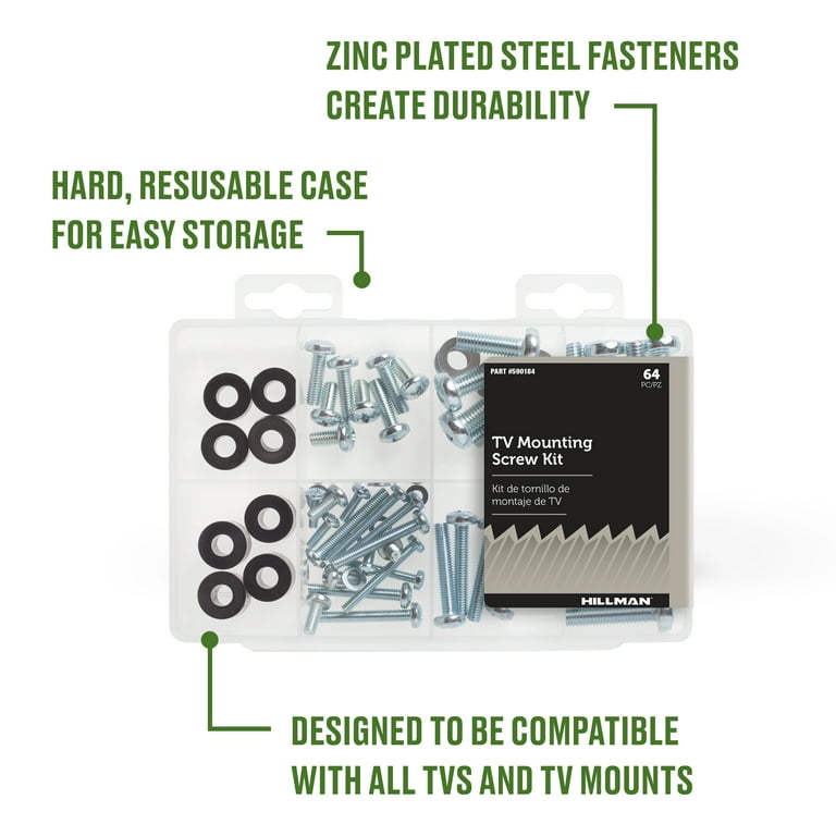 Hillman TV Mounting Kit, Nylon and Steel Materials, 64 Pieces