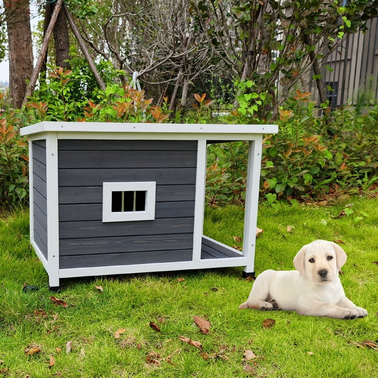 Outdoor Puppy Dog Kennel Waterproof Dog Cage Wooden Dog House with Porch Deck