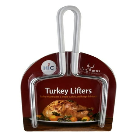

HIC Roasting Holiday Turkey Poultry Meat Lifters Steel Set of 2
