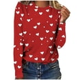 thumbnail image 4 of NTACZA Funny Women's Fall Tops Red Novelty Valentine's Day Graphic Tees Pullover Crew Neck Long Sleeve Womens Shirts L, 4 of 8