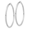 thumbnail image 2 of 925 Sterling Silver Women's Rhodium Plated Classic Tube 4mm Round Hoop Earrings | 80mm, 2 of 4