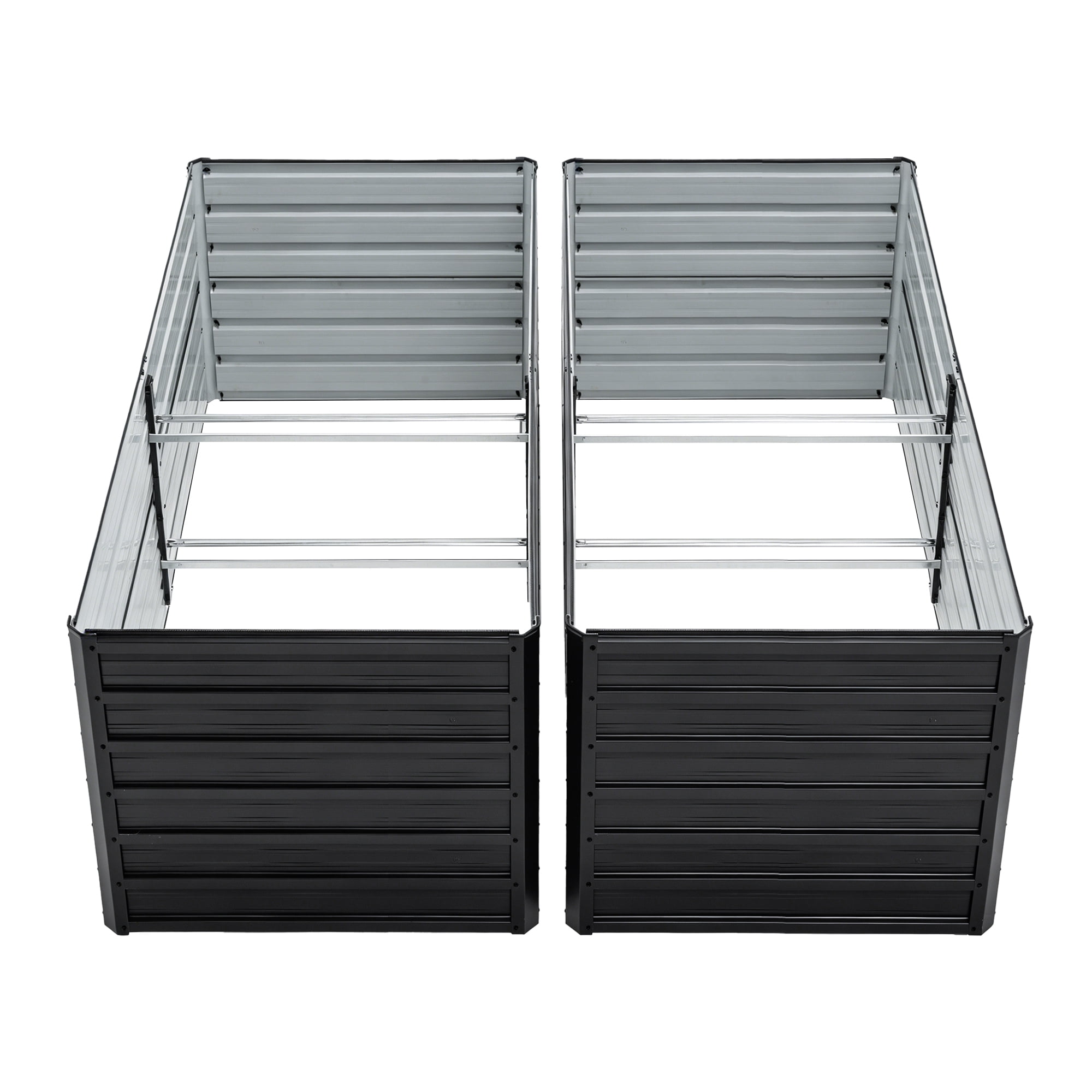 LZBEITEM Galvanized Raised Garden Bed, 2Pcs 8x4x2ft Metal Planter Box Outdoor, Metal Raised Garden Beds for Vegetables