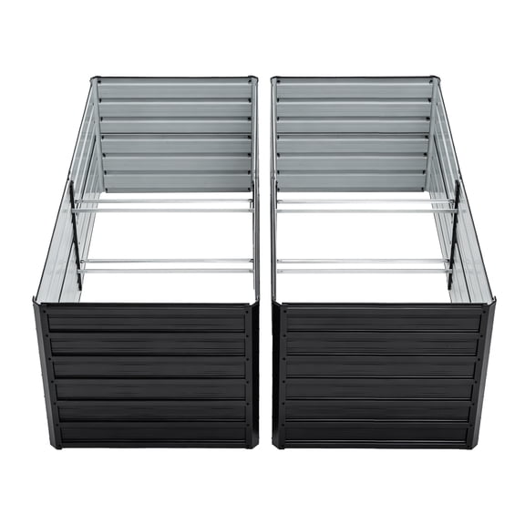 2 Pack 8x4x2 FT Metal Raised Garden Bed Kit - Galvanized Steel Rustproof Rectangle Planter Boxes, Outdoor Vegetable Flower Herb Fruit Growing Beds (Black)