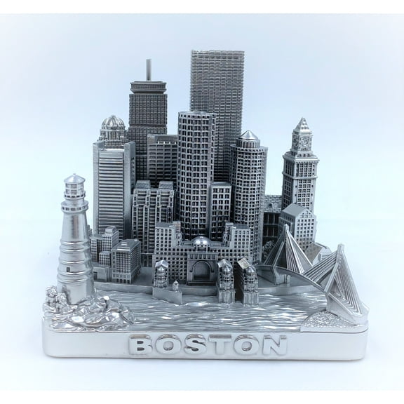 Boston 3D City Famous Building Model Statue Souvenir Decoration for Home Office Silver 4”