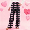 thumbnail image 2 of BLVB Girls Valentine's Day Heart Print Pajama Pants Holiday Lounge Wide Leg Pj Pants Soft Sleepwear with Pockets 4-16 Years, 2 of 6