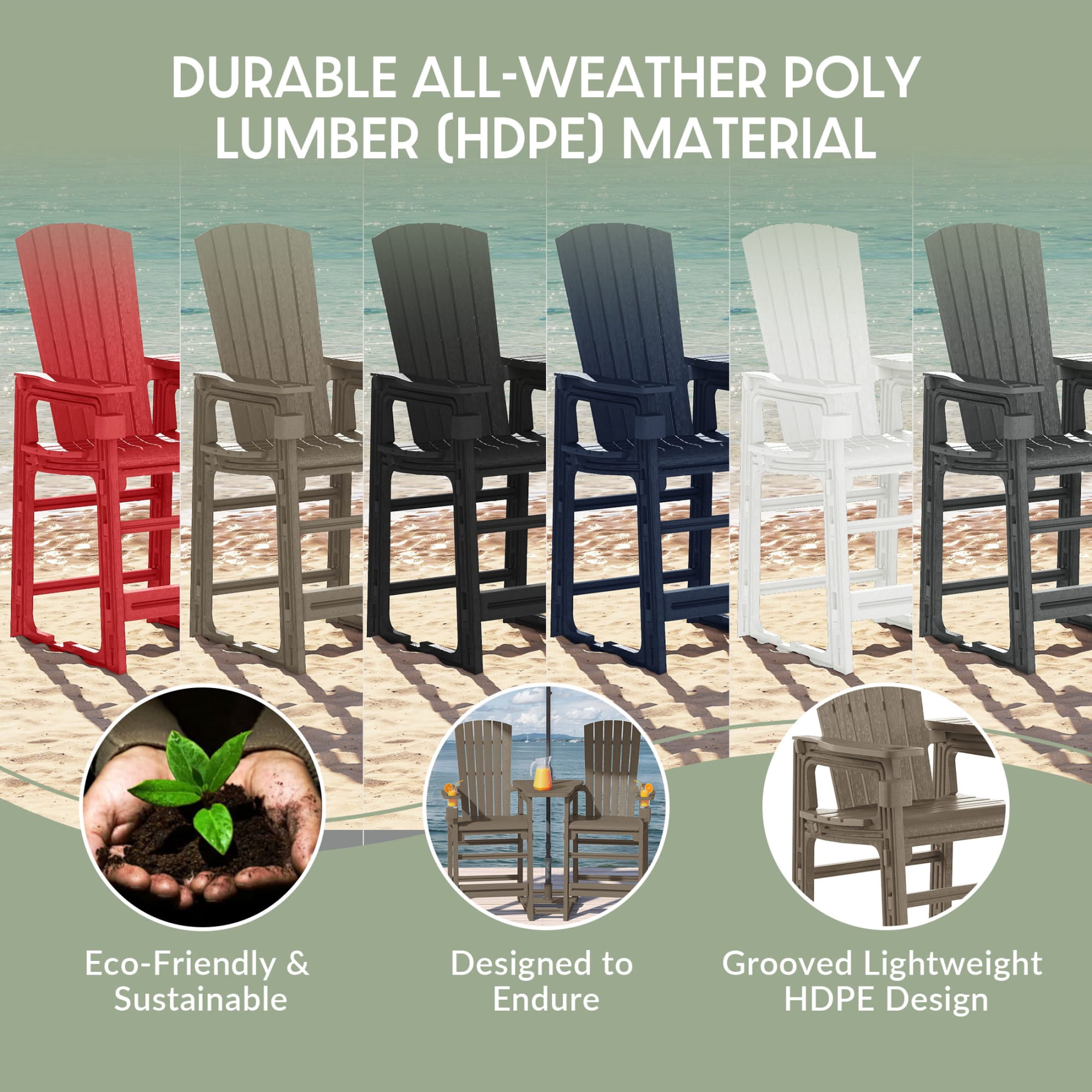 WestinTrends Azura Outdoor Tall Adirondack Chairs With Connecting Table Tray (Set of 2), Weathered Wood