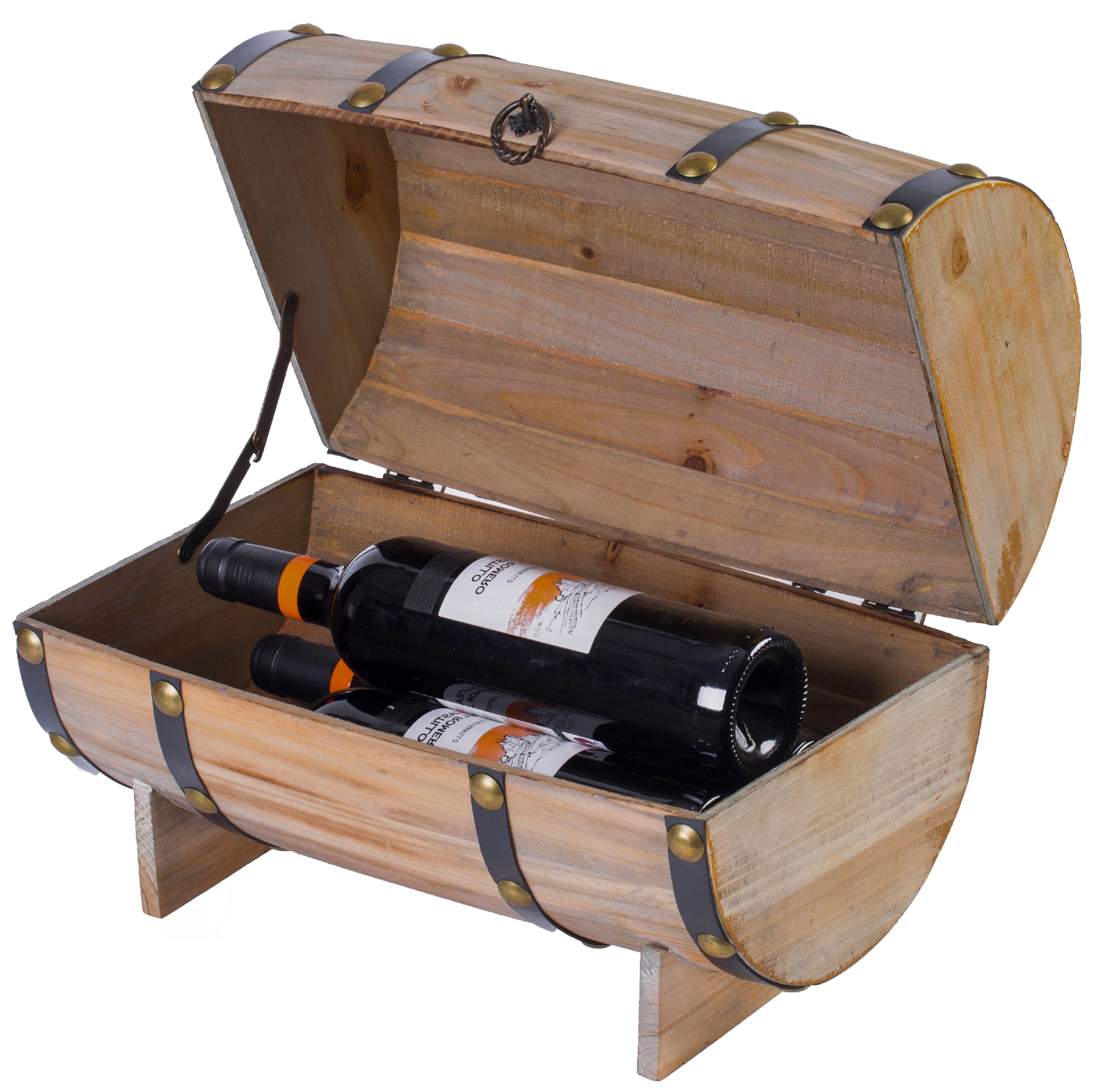Wooden Wine Barrel Shaped Treasure Chest Vintage Decorative Wine Holder
