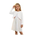thumbnail image 3 of Kogui Girls Bolero Jackets for Dresses Long Sleeve Bow Knit Cardigan for Girls Dress Party Casual Layering 1T 2T (White,1-2 Years), 3 of 8