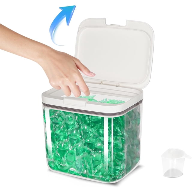 Laundry Pods Container For Laundry Room Organization, 4.5L Large Capacity Laundry Powder Container with Airtight Lid for Powder, Detergent, Scent Booster Storage