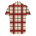 thumbnail image 3 of ZRGHAOYLQ Red Plaid Button Down Shirt Men Short Sleeve Big and Tall Tshirts Plus Size Lapel Collar Tshirt Wrinkle Free Dress Shirs, 3 of 4