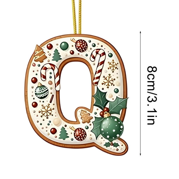 Decoraciones de Árbol de Navidad 2D Acrílico Decoración Carta Colgante con 26 Letras Diy Navidad Decoración Del Hogar Ornamentos Del Árbol de Navidad