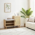 thumbnail image 2 of KTENME 2 in 1 Natural Rattan Shoe Storage Bench & Shoe Cabinets with Padded Seat and Adjustable Shelf, Home Entrance Shoe Rack for Hallway Bedroom Living Room Dorm and Small Apartment, 2 of 8