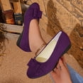 thumbnail image 2 of Purple Womens Purple Wedge Heel Flats Loafers Bow Round Toe Slip On Casual Comfortable Plus Size Shoes For Spring Summer 9.45 Inch, 2 of 9