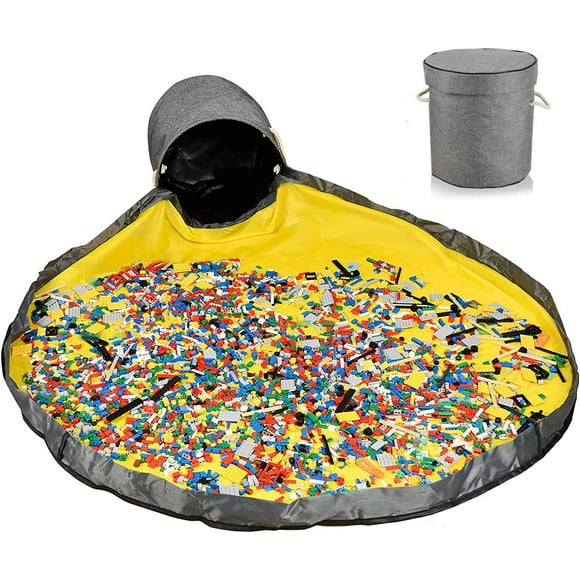 Toy Storage Bag(Grey), Play Mat Toy Organizer Organizer Storage for Lego Carpet Toy Storage Basket Portable kids toys organizer