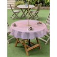 thumbnail image 4 of Outdoor Tablecloth with Umbrella Hole for Patio/Picnic/Party/Camping, Pink Purple Ombre Waterproof Table Cloth Round Cover Washable, Modern Abstract Striped Polka Dots (Dia 60"), 4 of 8
