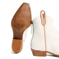 thumbnail image 2 of YDN Women Classic Square Closed Toe Ankle Boots Back Zipper Stacked Low Heel Wide Calf Booties Casual Dressy Shoes Size 9.5 White, 2 of 5