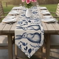 thumbnail image 6 of Navy Blue Easter Table Runner Linen Burlap Table Runner 72 Inches Long Bunny Pastoral Summer Botanical Rustic Dresser Scarves for Kitchen Island Coffee Dining Party Wedding Holiday Decor 14"x72", 6 of 8