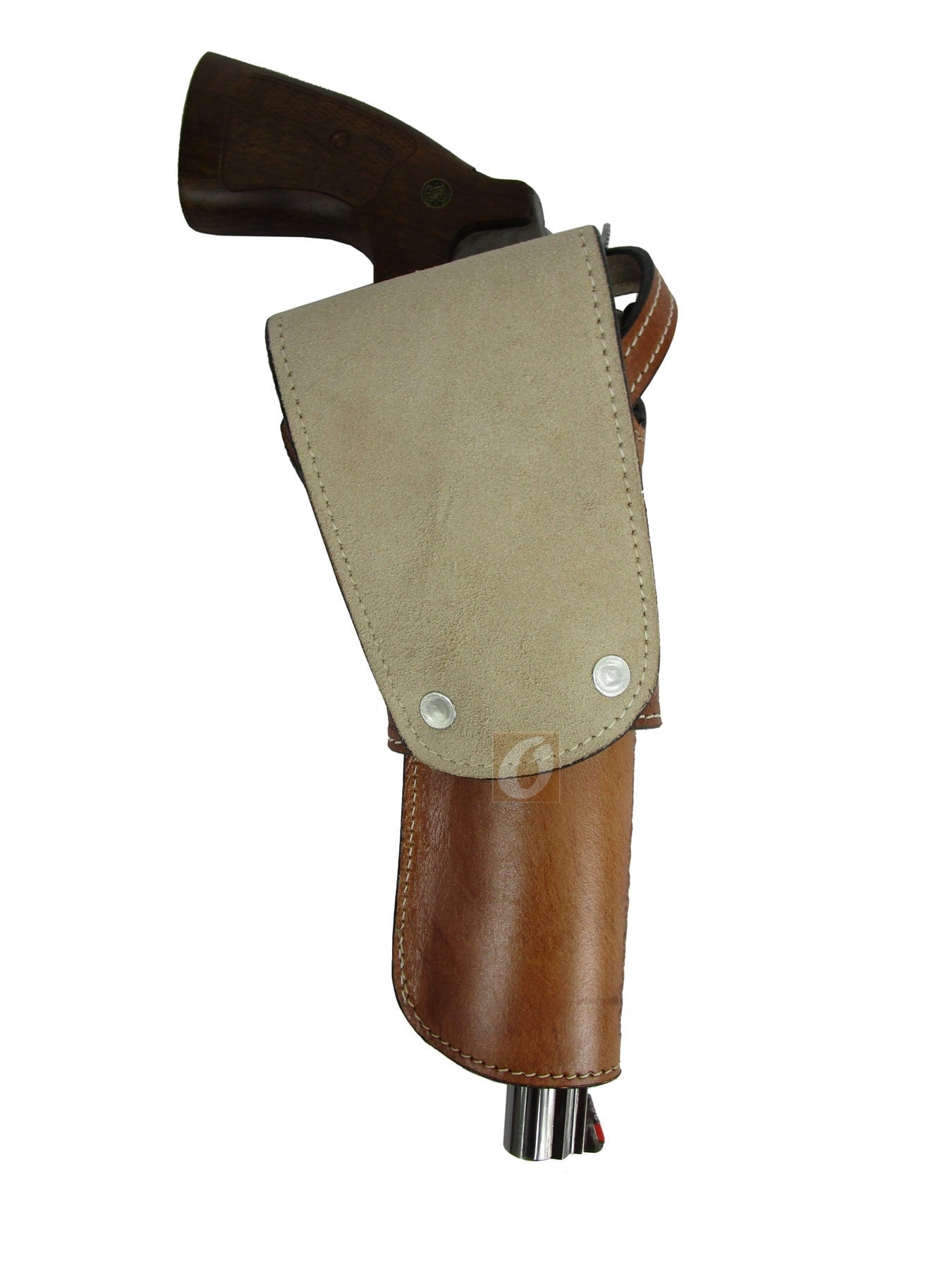 Leather Holster Basket Tooled Long Barrel Western Gun Cover Tan Color - Left Handed