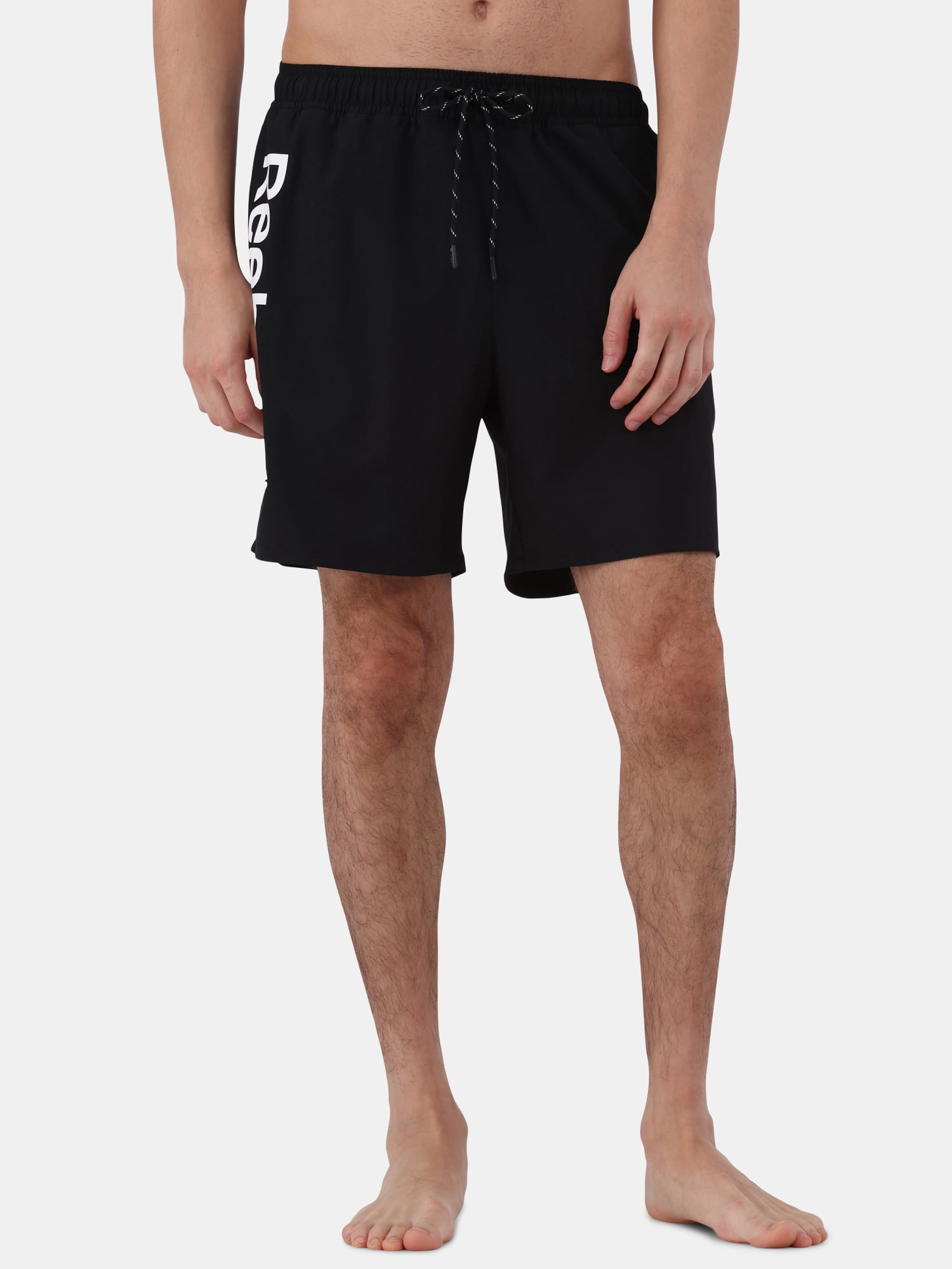 Reebok Men's & Big Men's Solid Logo Swim Trunks with Compression Liner and UPF 50+, 7" Inseam, Sizes S-2XL