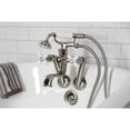 thumbnail image 2 of Kingston Brass KS229PXSN Kingston Three-Handle 2-Hole Tub Wall Mount Clawfoot Tub Faucet with Hand Shower in Brushed Nickel, 2 of 7
