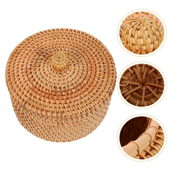 MERRYHAPY 1Set Hand Woven Storage Basket Rattan for Fruit Sundry Indoor Use