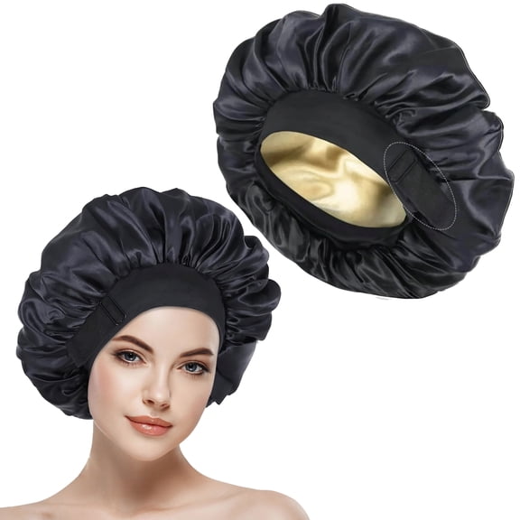 ROHAJSHOP Silk Hair Bonnet with Wide Elastic Band, Sleepling Hair Wrap Cover, Satin Night Sleep Cap for Curly Long Hair Shower Bonnet