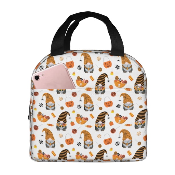 Easygdp Halloween Gnomes Bolsa Térmica Premium - Tela Oxford Impermeable, Gran Capacidad, Bolsillo Frontal, Unisex para Trabajo, Escuela, Actividades al Aire Libre y Picnics