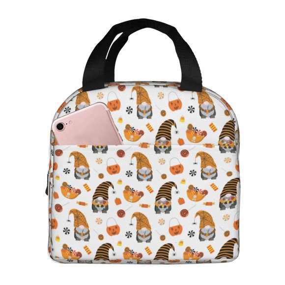 Easygdp Halloween Gnomes Bolsa Térmica Premium - Tela Oxford Impermeable, Gran Capacidad, Bolsillo Frontal, Unisex para Trabajo, Escuela, Actividades al Aire Libre y Picnics