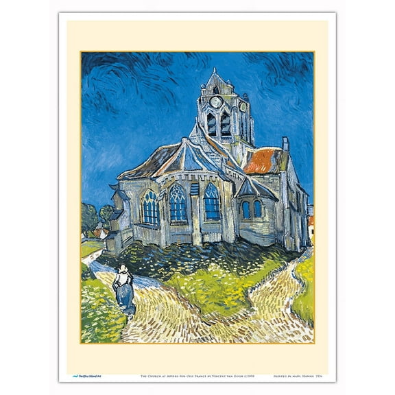 The Church at Auvers-Sur-Oise France - View from the Chevet - From an Original Color Painting by Vincent van Gogh c.1890 - Master Art Print (Unframed) 9in x 12in