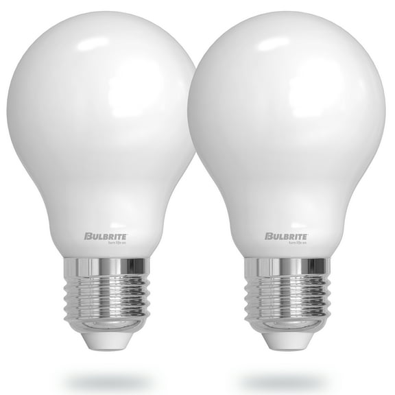 Bulbrite 9 Watt LED A19 Light Bulbs, Warm Dimming 3000K (Soft White) - 1800K (Candlelight), 800 Lumens, (2 Pack)